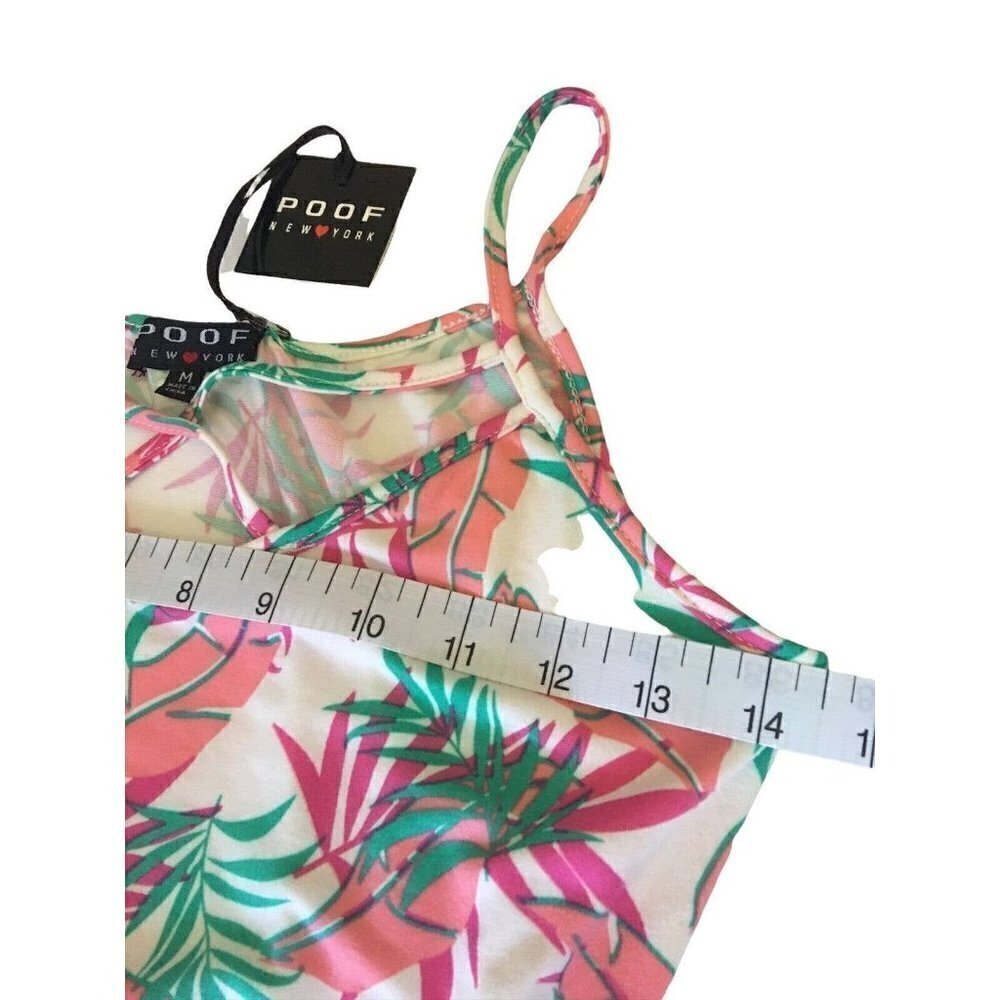 Poof New York Womens Top Size Medium Multicolor Palm Leaves Spaghetti Straps NWT - Picture 9 of 12